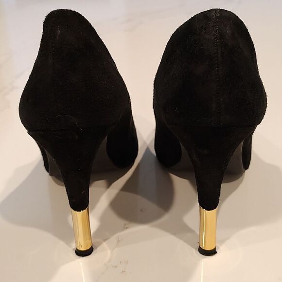 Seychelles Suede High Heeled Pumps Gold Detail on Heel Size 8.5 - Picture 4 of 11